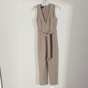 Bebe Beige Sleeveless Jumpsuit